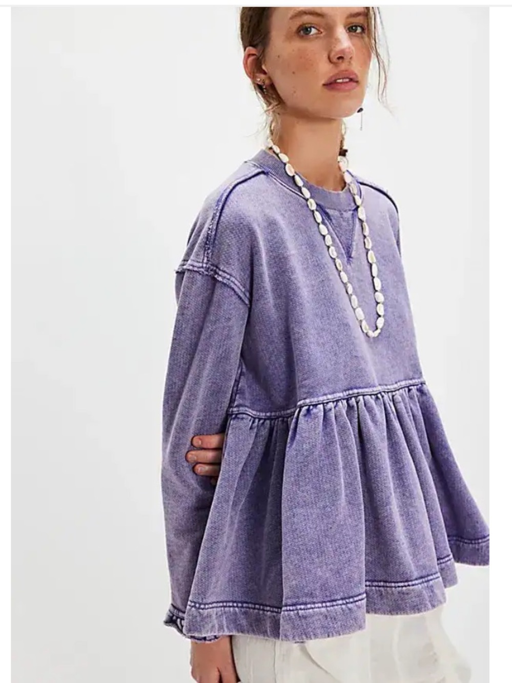 Free People BB Doll Sweatshirt — Washed Lavender NWT Size XS